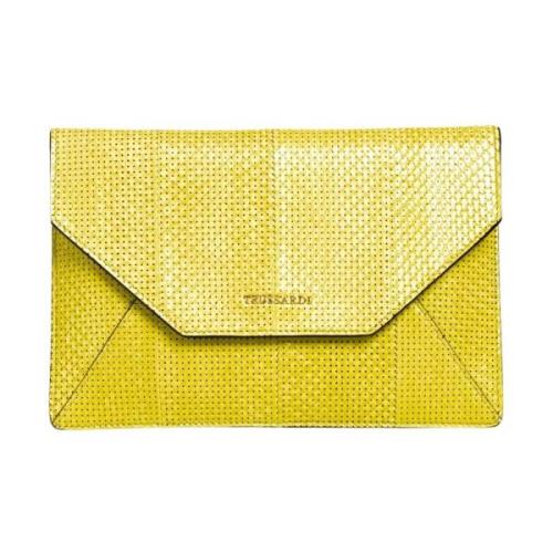 Trussardi Läder Dam Clutch Väska Yellow, Dam