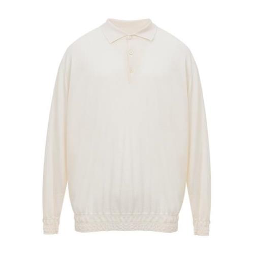 Brioni Långärmad Cashmere Polo Tröja White, Herr