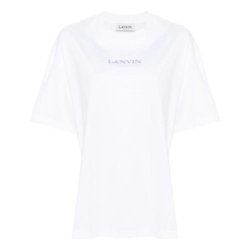 Lanvin Broderad Vit T-shirt White, Dam