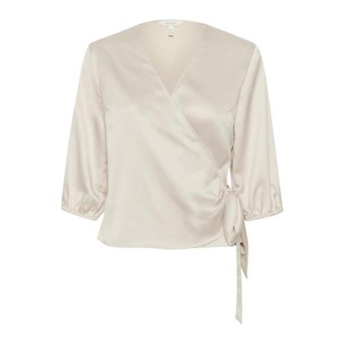 Part Two Elegant Wrap Blus Havre Beige, Dam