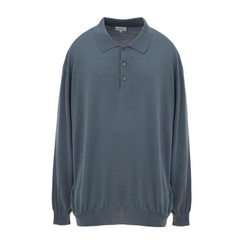 Brioni Långärmad Ull Siden Polo Gray, Herr