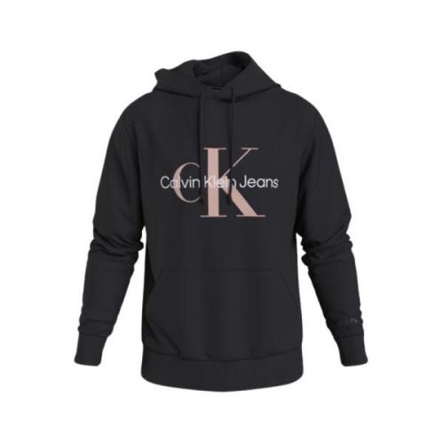 Calvin Klein Monologo Regular Hoodie Svart Logo Black, Herr