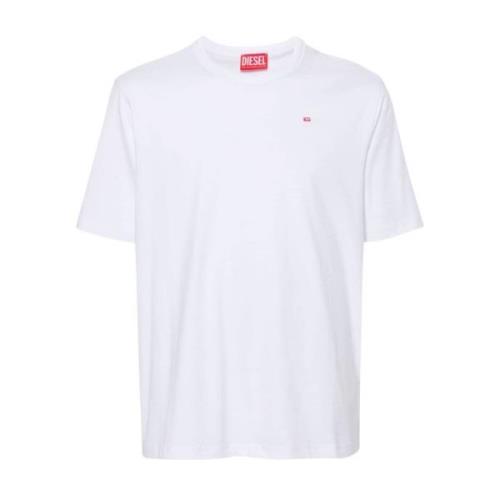 Diesel Broderad Logotyp Crew Neck T-shirt White, Herr