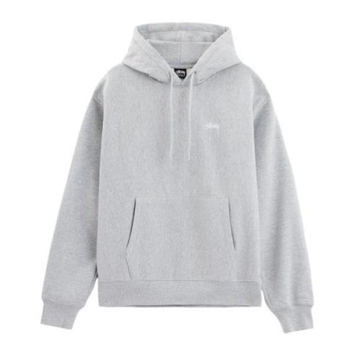 Stüssy Grå hoodie med broderat logotyp Gray, Herr