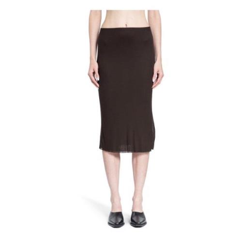 Khaite Räfflad Genomskinlig Jersey Lagd Skirt Brown, Dam