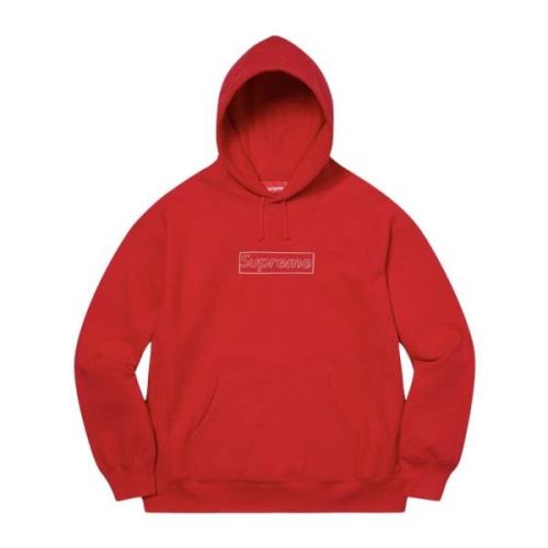 Kaws Röd Box Logo Limited Edition Hoodie Red, Herr