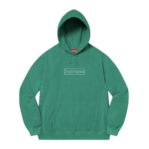 Kaws Begränsad upplaga Box Logo Hoodie Light Pine Green, Herr