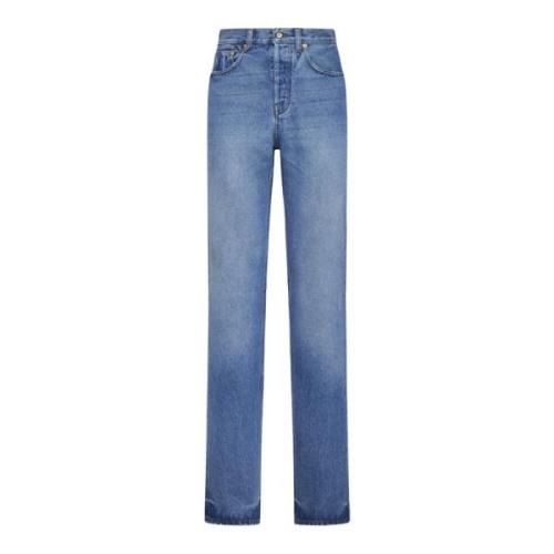 Jacquemus Blå Denim Hög Midja Straight Leg Jeans Blue, Dam