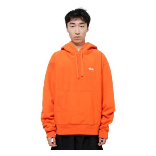 Stüssy Orange Bomullshoodie med Stock Logo Orange, Herr