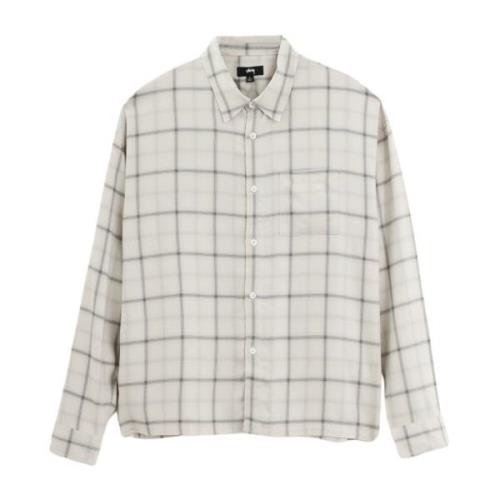 Stüssy Shadow Plaid Rayon Skjorta Beige, Herr