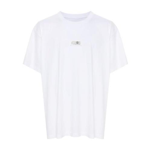 MM6 Maison Margiela Vit T-shirt med Signaturnummer Patch White, Herr