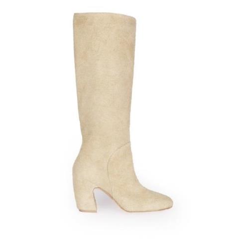 Cortana Knähög borstad mockaboot Beige, Dam