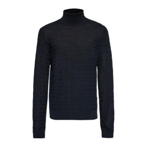 Emporio Armani Ull turtleneck med monogram Black, Herr