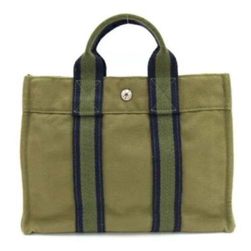 Hermès Vintage Pre-owned Canvas handvskor Green, Dam