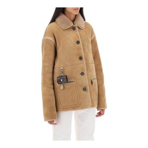 Saks Potts Vändbar Shearlingjacka Beige, Dam