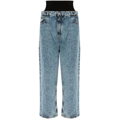 Alaïa Blå Bomullsblandning Straight Leg Jeans Blue, Dam