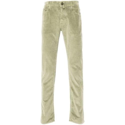 Jacob Cohën Grön Corduroy Jeans Broderad Logotyp Green, Herr