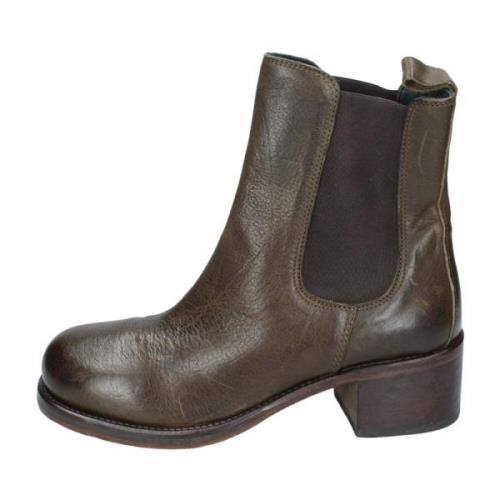 Moma Vintage Läder Ankelboots för Kvinnor Brown, Dam