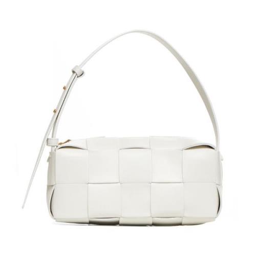 Bottega Veneta Vit Intreccio Cassette Axelväska White, Dam