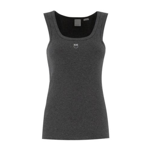 Pinko Love Birds Ribbed Tank Top Gray, Dam