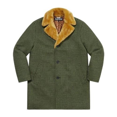 Supreme Grön Houndstooth Pälskrage Bilrock Green, Herr