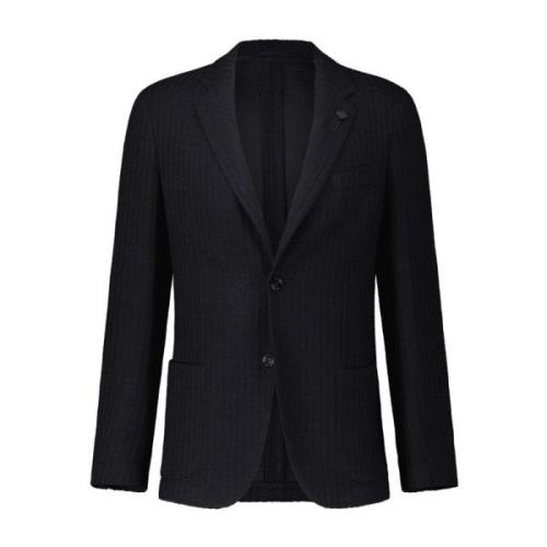 Lardini Strukturerad Silkesblazer Blue, Herr