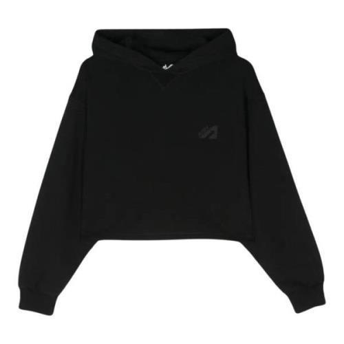 Autry Svart Tröja Hoodie Logo Crop Jersey Black, Dam