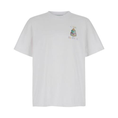 Casablanca Tryckt T-shirt Vit Polos White, Herr