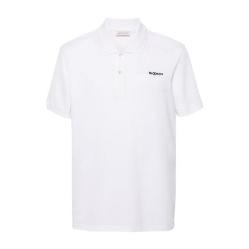 Alexander McQueen Vit Polo Skjorta Broderad Logotyp White, Herr