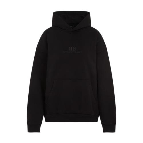 Balenciaga Svart Sweatshirt med Broderad Logotyp Black, Dam