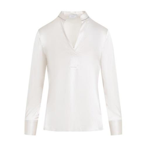 Peserico Elegant Vit Silkeskjorta White, Dam