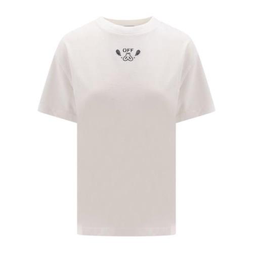 Off White Vit Crew-neck T-shirt med pillogo White, Dam