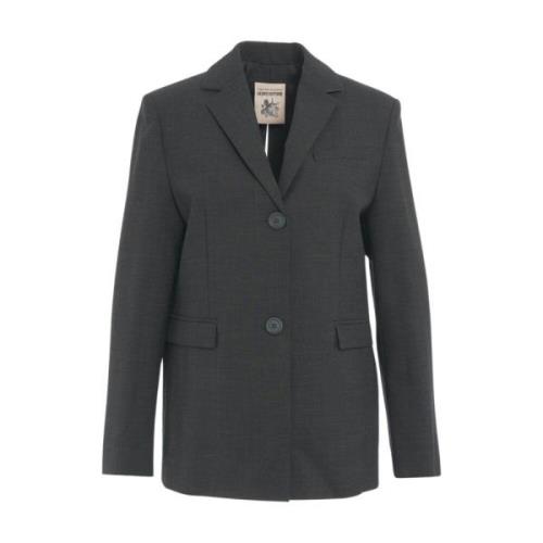 Semicouture Grå Blazer med Bakre Slits Aw24 Gray, Dam