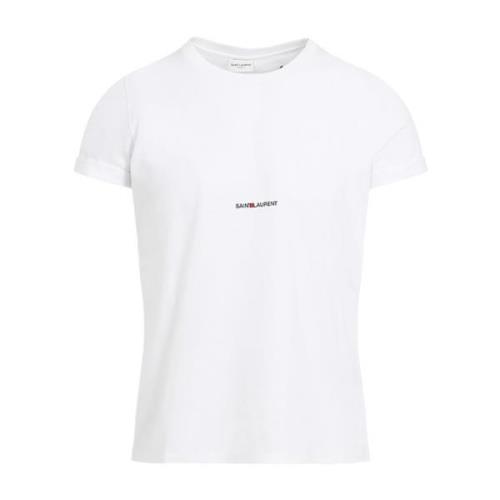 Saint Laurent Vit Bomull Crew Neck T-shirt White, Herr