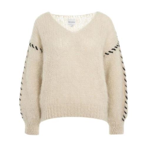 American Dreams Beige Mohair Stickad Tröja Aw24 Beige, Dam