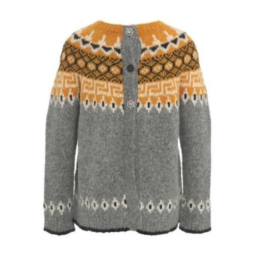 Semicouture Grå Jacquard Kofta Aw24 Multicolor, Dam