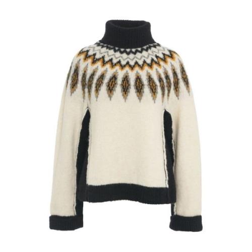 Semicouture Vit Jacquard Pullover Stickat Aw24 Multicolor, Dam