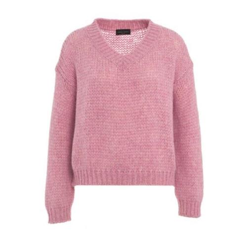 Roberto Collina Rosa Stickad Tröja Aw24 Pink, Dam