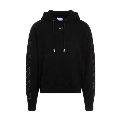 Off White Svart Skate Design Hoodie Black, Herr