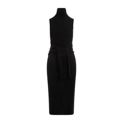 MM6 Maison Margiela Svart Ull Midi Klänning Black, Dam