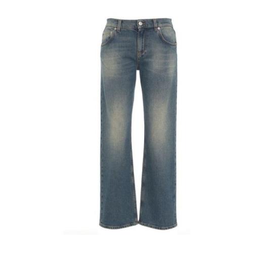 Mauro Grifoni Blå Straight Leg Jeans 'Zoe' Blue, Dam