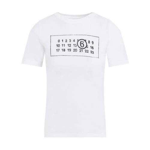 MM6 Maison Margiela Vit Bomull T-shirt Rund Hals White, Dam