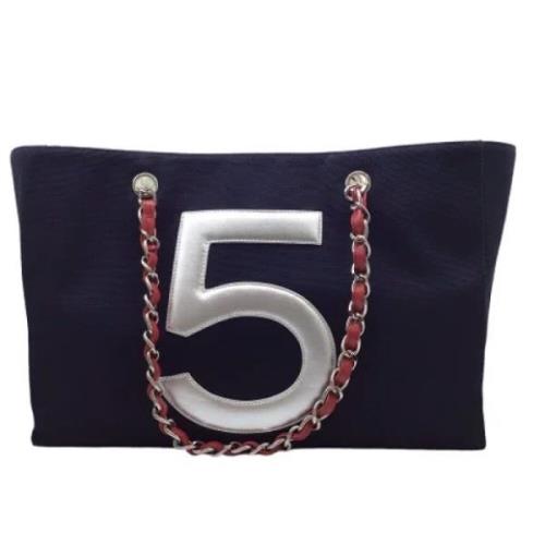 Chanel Vintage Pre-owned Canvas handvskor Blue, Dam