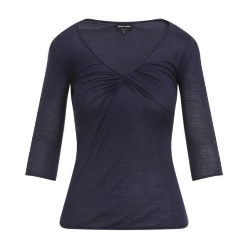 Giorgio Armani Lyxig Blå Silkeblandning Sweater Blue, Dam