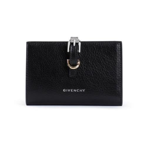 Givenchy Svart Läderplånbok med Justerbart Spänne Black, Dam