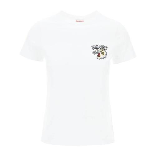 Kenzo Tiger Varsity Crew-Neck Broderad T-shirt White, Dam