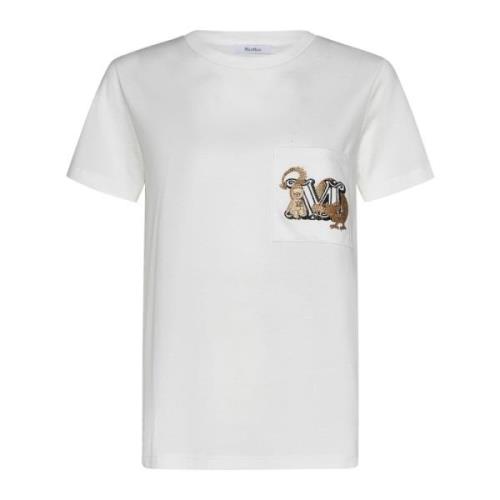 Max Mara Vit T-shirt med Monogram Logo White, Dam