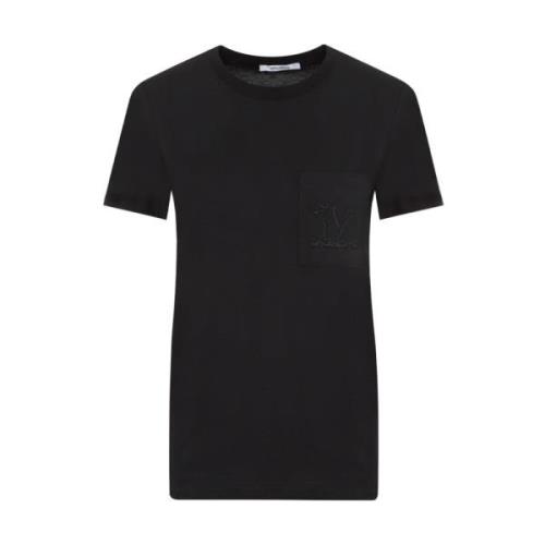 Max Mara Svart Bomull T-shirt med Ficka Black, Dam