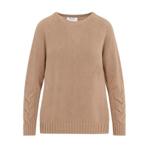 Max Mara Stilren Nude Sweater Cable-Knit Aw24 Beige, Dam