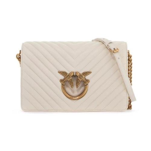 Pinko Chevron Quilted Love Click Väska White, Dam